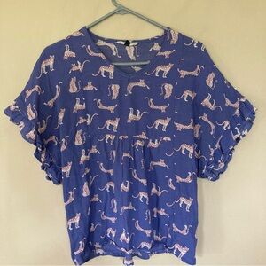 Michelle McDowell Women's Purple Leopard Cat Blouse